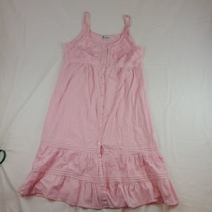 THE 1 FOR U Long Nightgown Pink Embroidered Cotton Romantic Prairie M